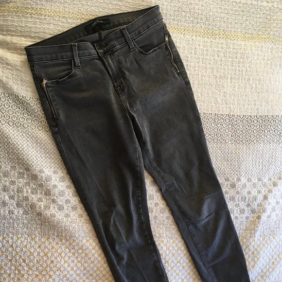 J Brand grey skinny jeans with zip at ankle and front pockets - Picture 6 of 6